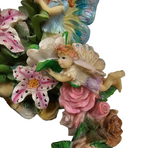 Whimsical Musical Fairy & Flower Garden 8" Resin Figurine Music Box - Picture 4 of 11